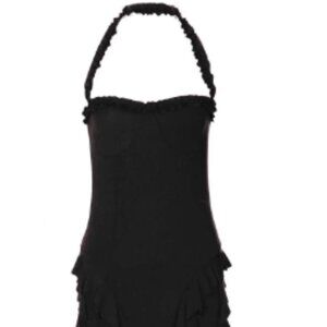 Strapless Split Thigh Rushed Bodycon Midi Tube Dress Formal Summer Party Dress